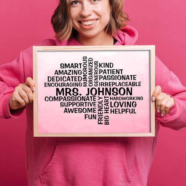 Lehrerin Word Cloud Name Pink Ombre Poster (Von Creator hochgeladen)