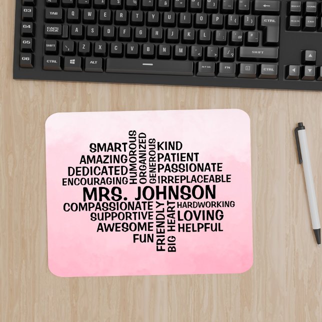 Lehrerin Word Cloud Pink Ombre Mousepad (Von Creator hochgeladen)