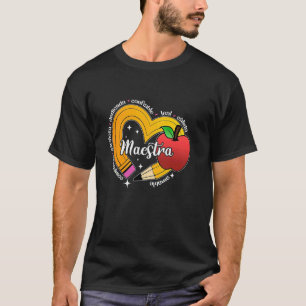 Lehrerin Wort Mit Bleistift Herz Spanisch ESL Zwei T-Shirt