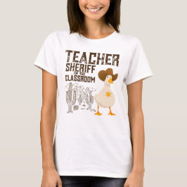 Lehrerin zurück zur Schule Cowboy Retro Goose Funn T-Shirt