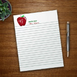 LehrerInnen-Apple-Lined-Notepad Notizblock<br><div class="desc">Der klassisch glänzende rote Apfel auf diesem lustigen,  maßgeschneiderten Geschenk. Bereit,  mit ihrem Monogramm und Namen zu personalisieren.</div>