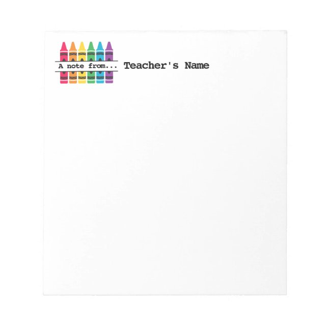 LehrerInnen - "Bunte Crayons" - angepasstes Notepa Notizblock (Vorderseite)