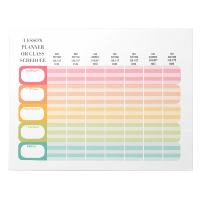 LehrerInnen-LehrplanerInnen oder Klassenfahrplan Notizblock (Vorderseite)