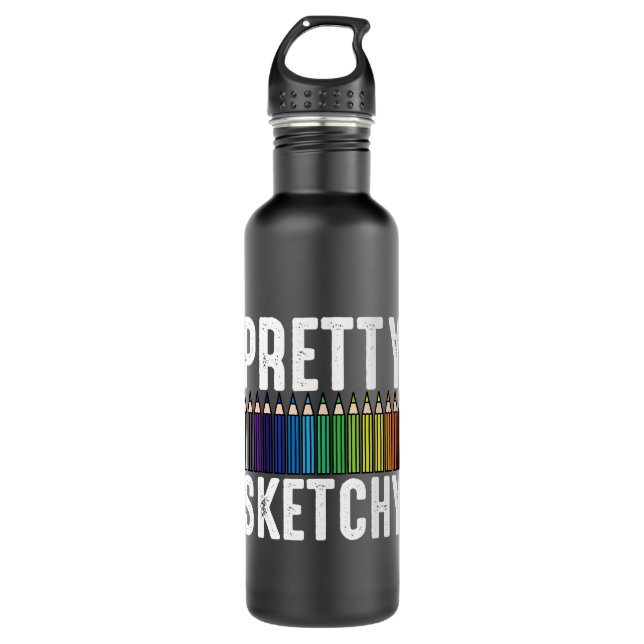 Lehrerjob Hübsch skizzenhafte Farbstifte Cool Schm Edelstahlflasche (Vorderseite)