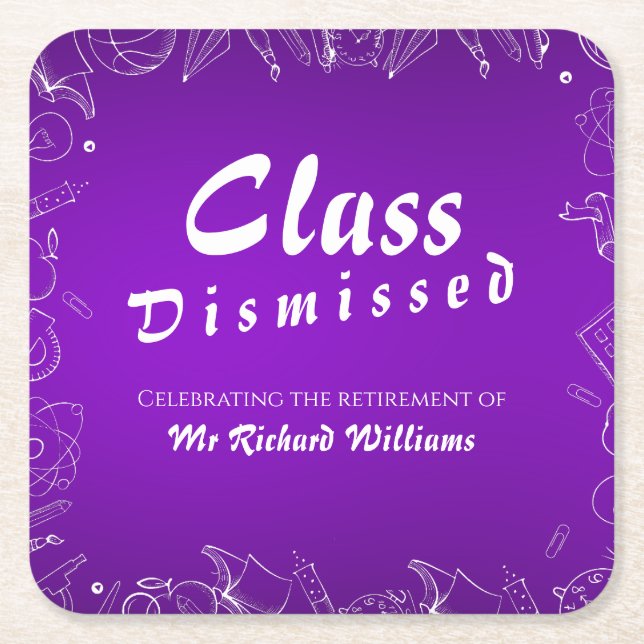 Lehrerklasse für Altersvorsorge entlassenes Party Rechteckiger Pappuntersetzer (Vorderseite)