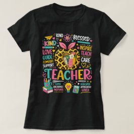 Lehrerleben Leopard Apfel Rückkehr zur Schule T-Shirt