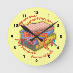 Lehrermotto für Lesen Runde Wanduhr