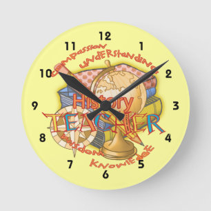 Lehrermotto Geschichte Runde Wanduhr
