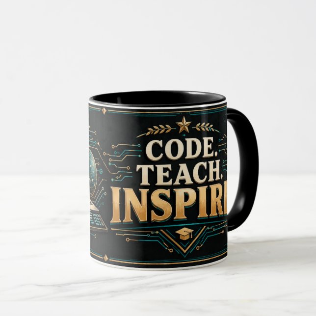 Lehrermug Informatik, Code Teach Inspire Tasse (VorderseiteRechts)
