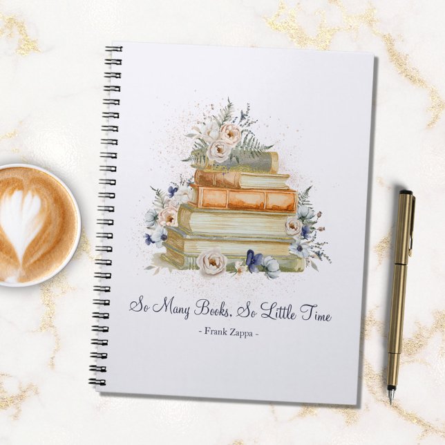 Lehrerplaner Bücher Vintag Beige Blauer Blüten (In situ)