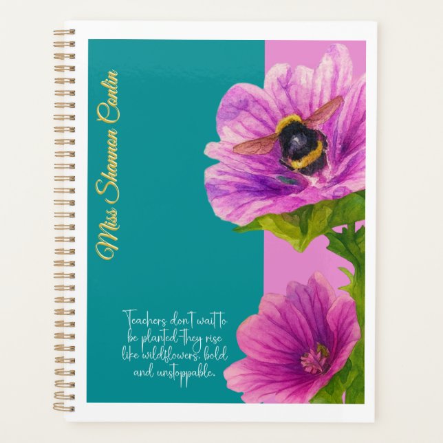Lehrerplaner mit brachliegenden Blume und Hummeln Planer (Vorderseite)