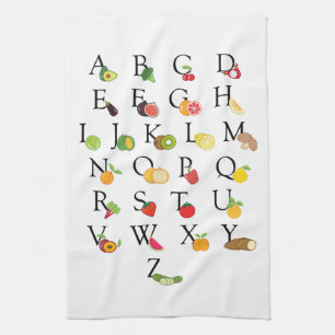 Lehrerruhestand A to Z Frucht Veg Alphabet Geschirrtuch