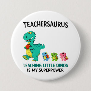 Lehrersaurus-Lehrerhumor mit kleinen Dinosauriern Button