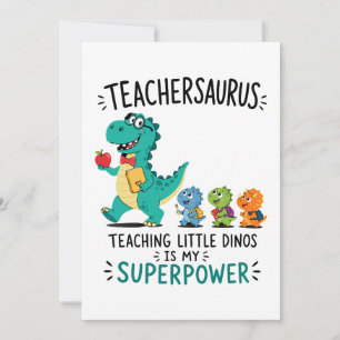 Lehrersaurus-Lehrerhumor mit kleinen Dinosauriern Einladung