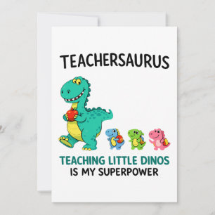Lehrersaurus-Lehrerhumor mit kleinen Dinosauriern Einladung