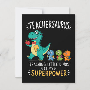 Lehrersaurus-Lehrerhumor mit kleinen Dinosauriern Einladung