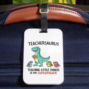 Lehrersaurus-Lehrerhumor mit kleinen Dinosauriern Gepäckanhänger