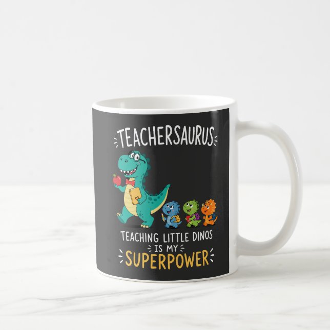 Lehrersaurus-Lehrerhumor mit kleinen Dinosauriern Kaffeetasse (Rechts)