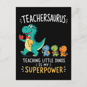 Lehrersaurus-Lehrerhumor mit kleinen Dinosauriern Postkarte