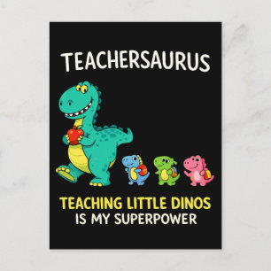Lehrersaurus-Lehrerhumor mit kleinen Dinosauriern Postkarte