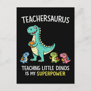 Lehrersaurus-Lehrerhumor mit kleinen Dinosauriern Postkarte