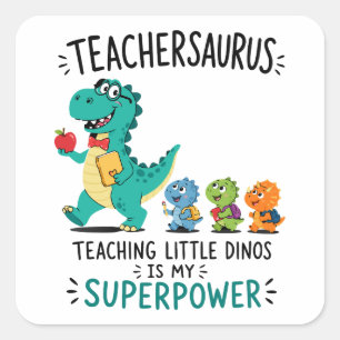 Lehrersaurus-Lehrerhumor mit kleinen Dinosauriern Quadratischer Aufkleber