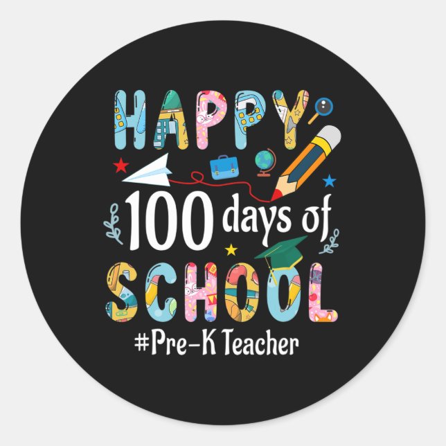 Lehrerspass am 100. Schultag Runder Aufkleber (Vorderseite)