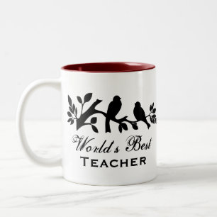 Lehrerspatzen-Silhouetteniederlassung der Welt Zweifarbige Tasse