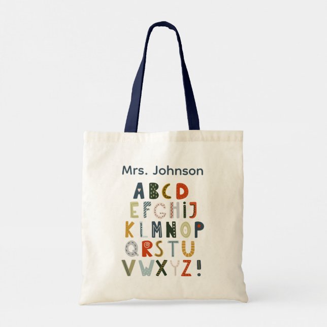 Lehrertasche Geschenk Alphabet Kunst  Tragetasche (Rückseite)