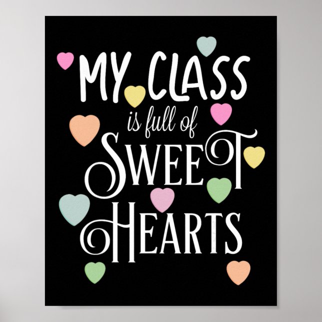 Lehrervalentinstag Cl voller Herzchen  Poster (Vorne)