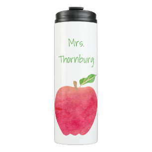 Lehrerwatercolor-Apple-personalisiertes hübsches Thermosbecher