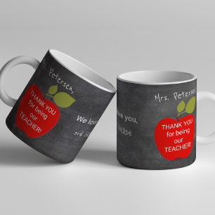 Lehrkraft Name Rote Apfel Tafel danke Kaffeetasse
