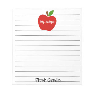 Lehrkraft Name und Klasse Apfel Notizblock