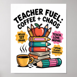 Lehrstoff Kaffechaos Lustiger Zurück zur Schule Te Poster