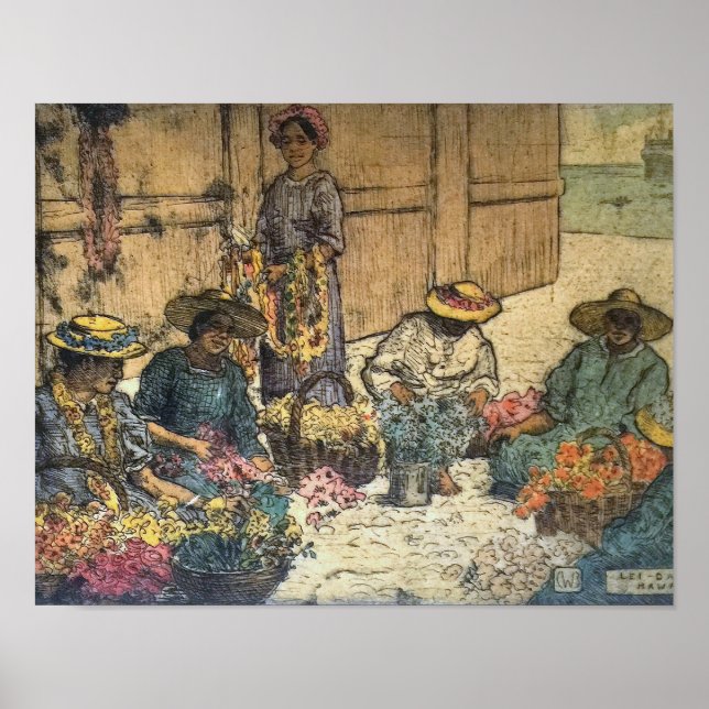 'Lei Day Hawaii' - Charles W. Bartlett Poster (Vorne)