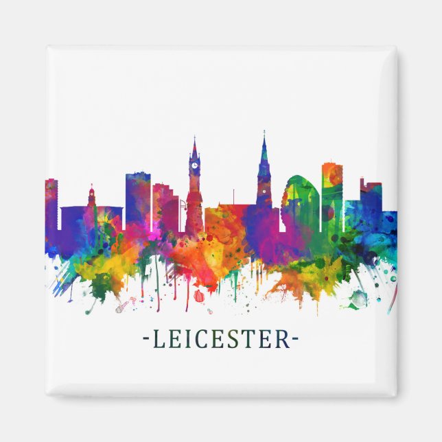 Leicester England Skyline Magnet (Vorne)