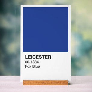 Leicester Fox Blue - weißer Hintergrund Acrylschild