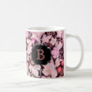 Leicester Pink Floral Muster mit Monogramm Tasse