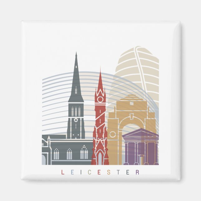 Leicester Skyline-Plakat Magnet (Vorne)