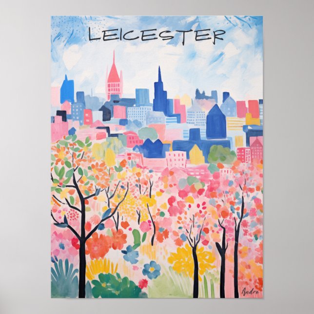 Leicester Travel City Wall Art Painting Aesthetic Poster (Vorne)