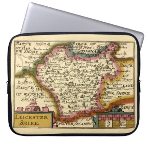 Leicestershire Landkreis England Alte antike Karte Laptopschutzhülle
