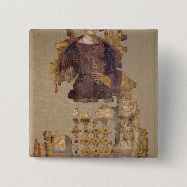 Leichentuch, das eine Frau hält ein ankh darstellt Button (Vorderseite)