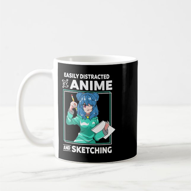 Leicht abgelenkt durch Anime und Sketching Anime G Kaffeetasse (Links)
