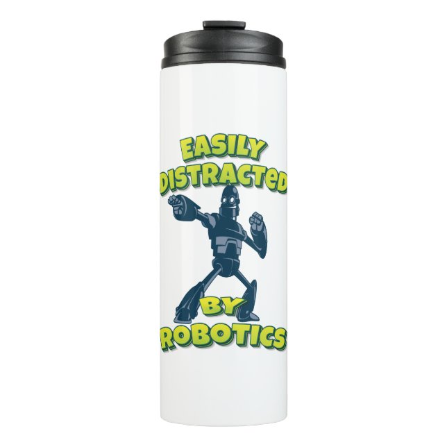 Leicht abgelenkt durch Robotik Roboter Thermosbecher (Vorderseite)