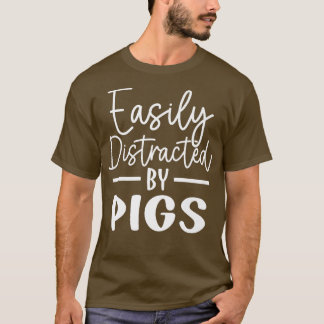 leicht abgelenkt durch Schweine Premium1287 T-Shirt