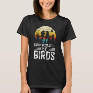 Leicht abgelenkt durch Vögel Vogelbeobachter Retro T-Shirt