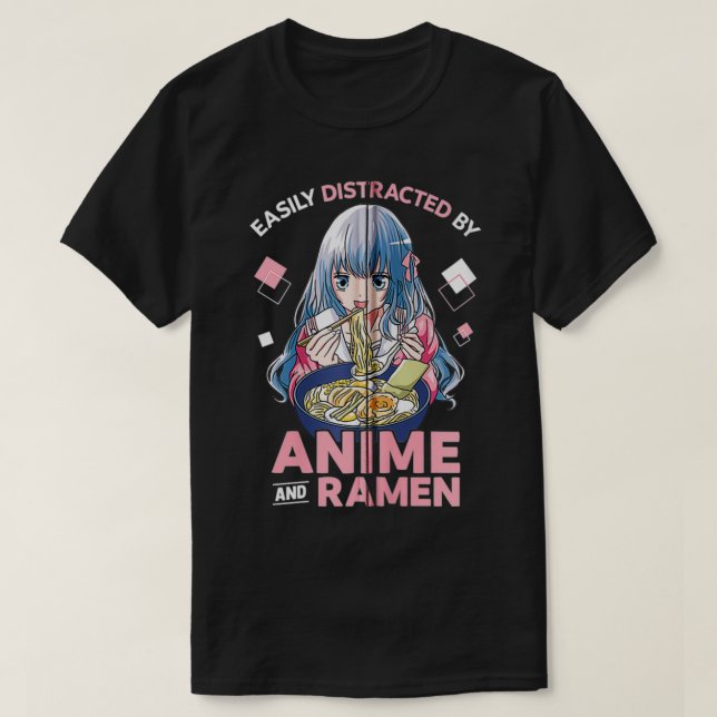Leicht abgelenkt von Anime und Ramen Bowl Japanisc T-Shirt (Design vorne)