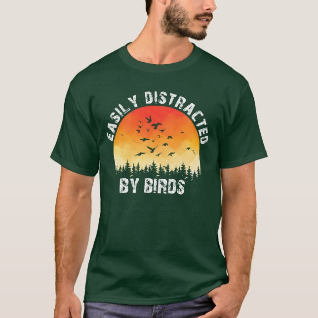 Leicht abgelenkt von Birds Bird Lover Familienfreu T-Shirt (Vorderseite)
