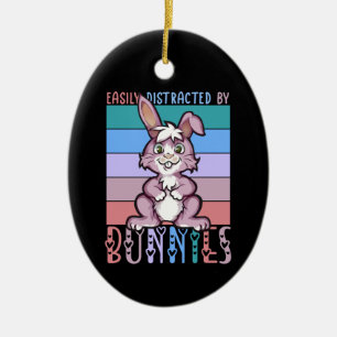 Leicht abgelenkt von Bunnies Niedlicher Lover Keramik Ornament