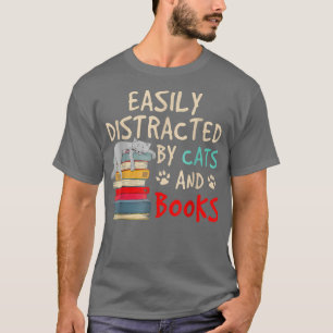Leicht abgelenkt von Cats Books Cat Book Lover Ner T-Shirt